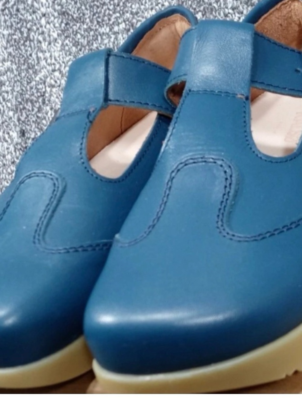 Blue Women's Leather Mary Jane Comfort Shoes